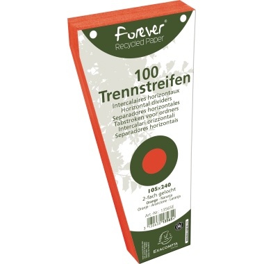 Trennstreifen Exacompta 105x240mm orange trapezförmig, recycling, 2-fach gelocht