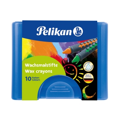 Wachsmalstift Pelikan 655/10 10er Set Etui blau, Schiebehülse inkl. Schaber