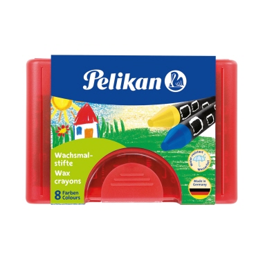 Wachsmalstifte Pelikan 723148 665/8 8er Etui, Rund, Wasserfest