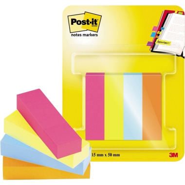 Haftmarker Post-it 670-4-POP 15x50mm powerpink, neongrün, türkis, vitalorange
