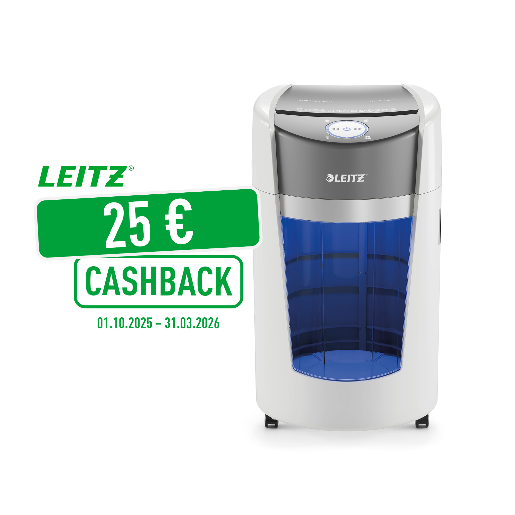 Aktenvernichter Leitz IQ OptiMax Office P5 15x15mm