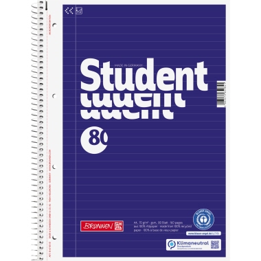 Collegeblock Brunnen A4 106783101 Lin 80bl Rcp Blauer Engel