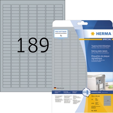 Etikett Herma 4220 25,4x10mm A4 silber 