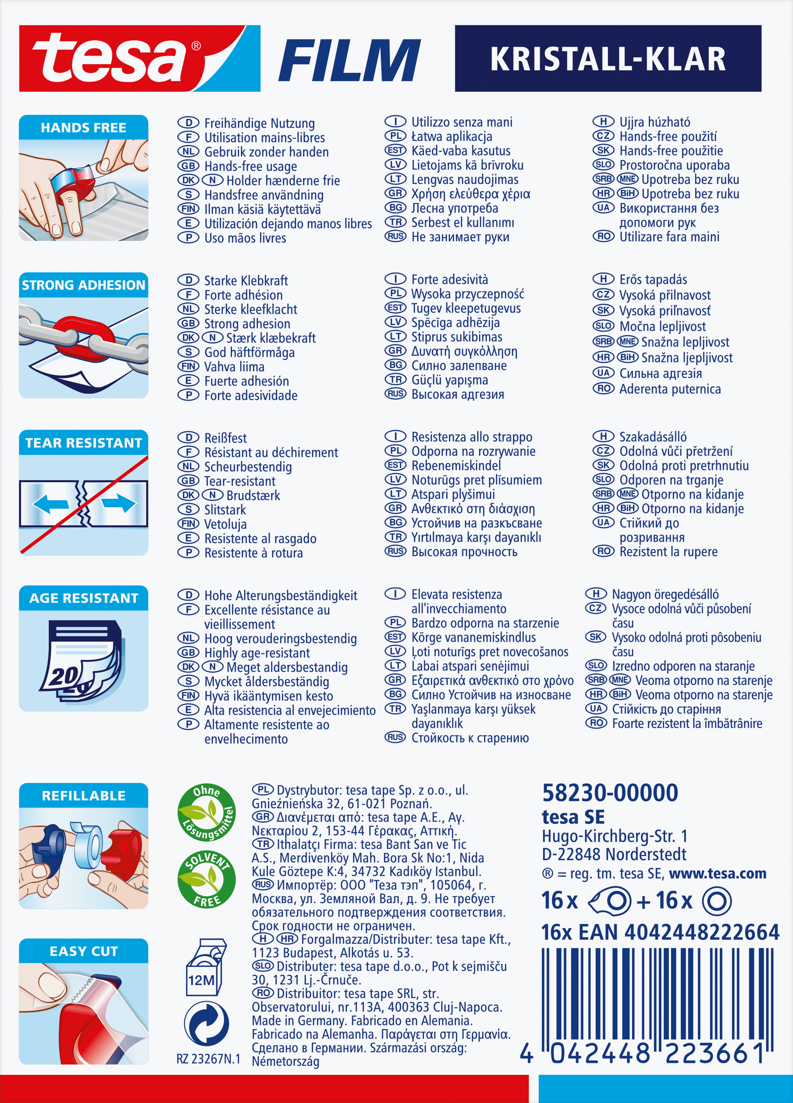 Handabroller Tesa 58230 10mx19mm Mini inkl. 1 Rolle tesafilm kristallklar