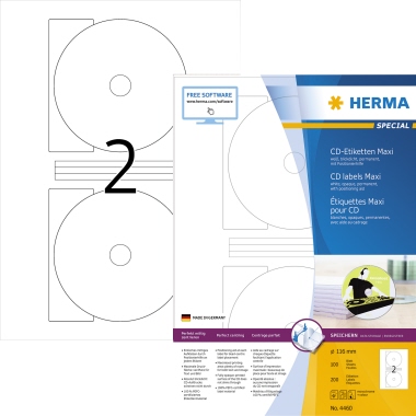 Etikett CD HERMA 4460 Ø-116mm weiß PREMIUM 200 St.