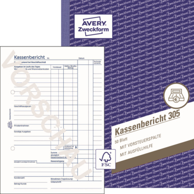Kassenbericht Avery Zweckform 305 A5 