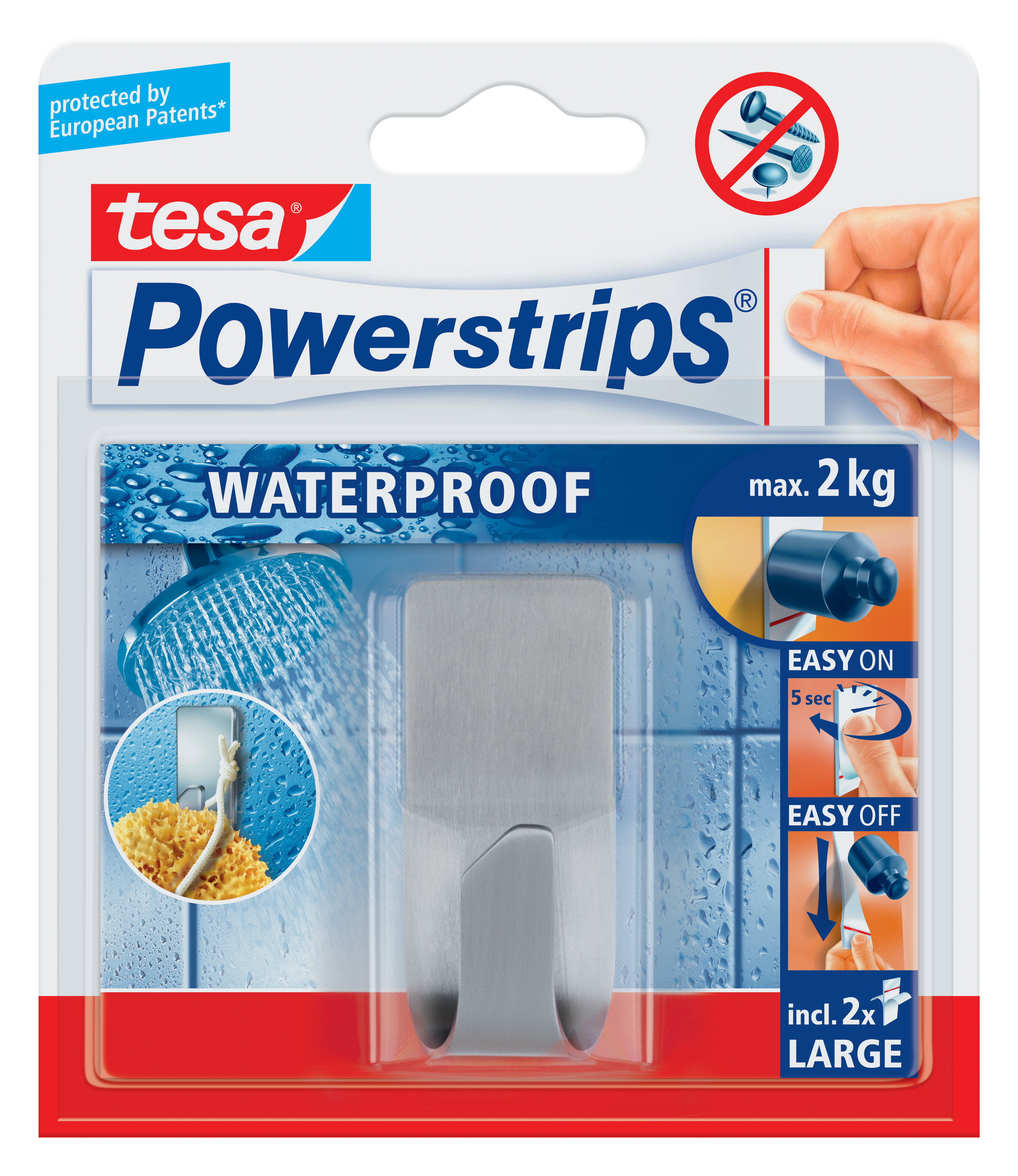 Powerstrips Tesa 59707 Haken Zoom Metall Inhalt 1 Haken, 2 Powerstrips, Max. 2kg