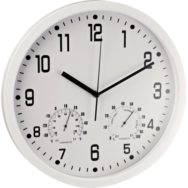 Wanduhr ALCO 188 analog rund weiß Mit Hygro- Und Thermometer Ø35cm