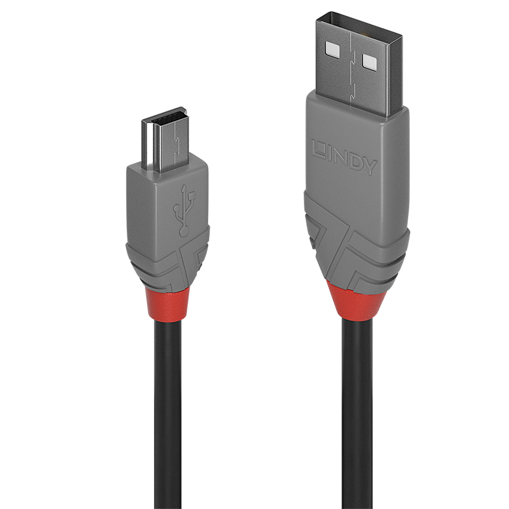 USB Kabel Lindy 36725 5m USB 2.0 Typ A an Mini-B Kabel Anthra Line