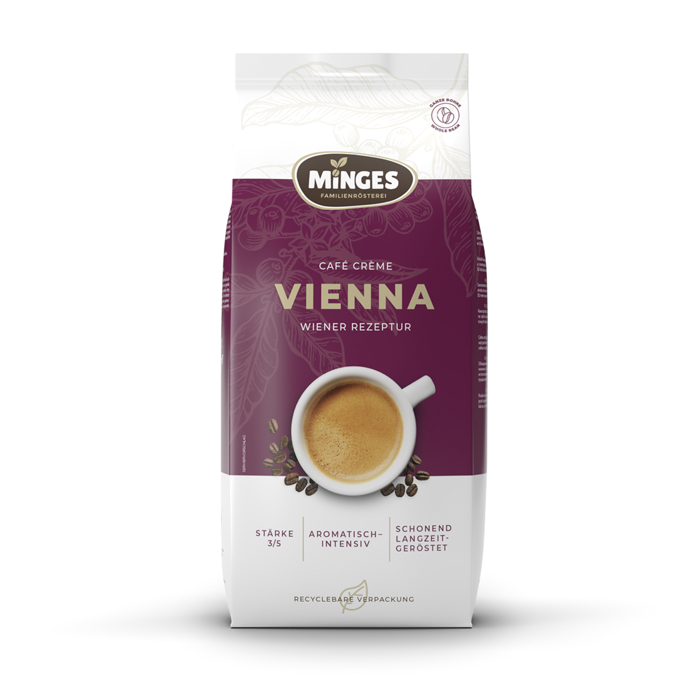 Kaffee Minges Creme Kaffeehaus 1000g Haus , Ganze Bohnen
