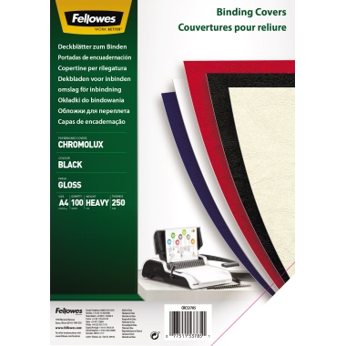 Deckblatt Fellowes Chromolux A4 250g sw Schwarz