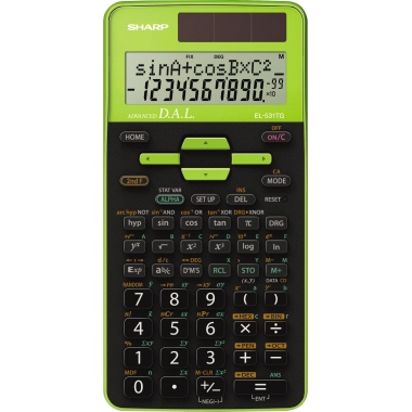Schulrechner SHARP EL53TGGR grün/schwarz 12 stellig, Solar
