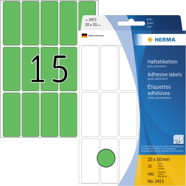 Etikett HERMA 2415 20x50mm grün Vielzweck 480 St.
