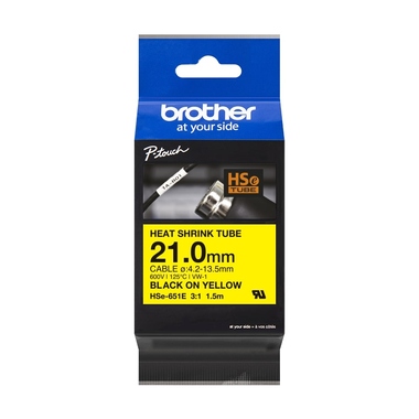 Schrumpfschlauch Brother HSE651E schwarz/gelb 21mm x 1,5m