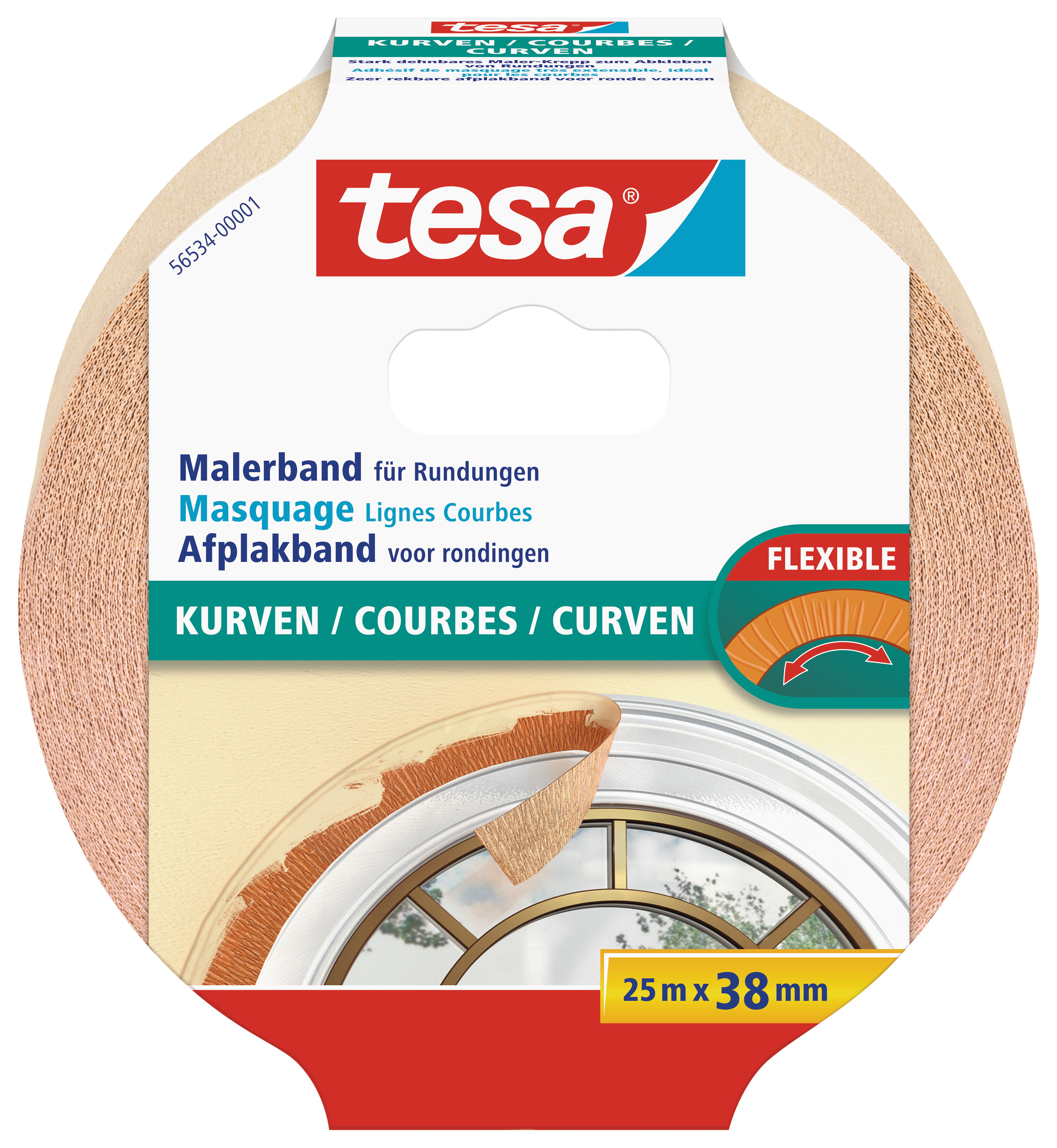 Kreppband Tesa 56534 25mx38mm ® Malerband Kurven