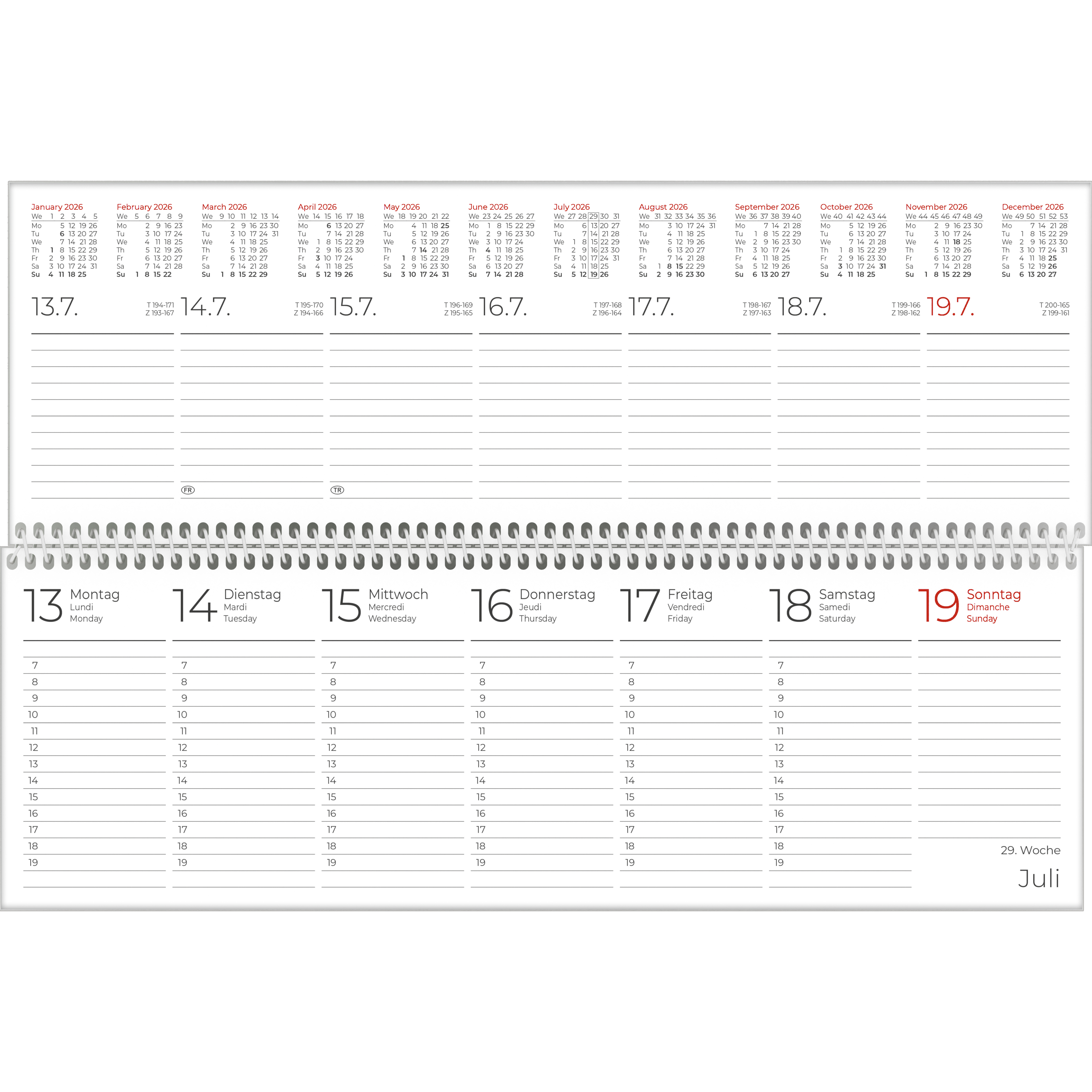 Tischkalender Zettler 116-0700 1W/2S UWS 