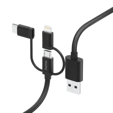 Multi-Ladekabel 3in1 Hama 201536 1,5m schwarz USB-A - Micro-USB, USB-C