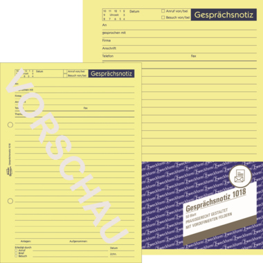 Gesprächsnotiz Avery Zweckform 1018 A5 gelb 50 Blatt
