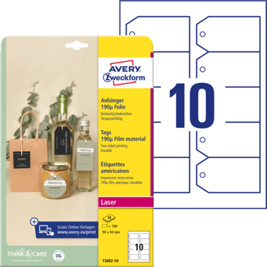 Anhänger Avery Zweckform T3002-10 90x50mm weiß 