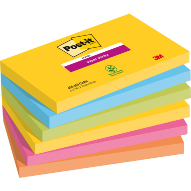 Haftnotiz Post-It 6556SR 127x76mm Ultragelb, -Blau, -Pink, Neongrün, -Oran
