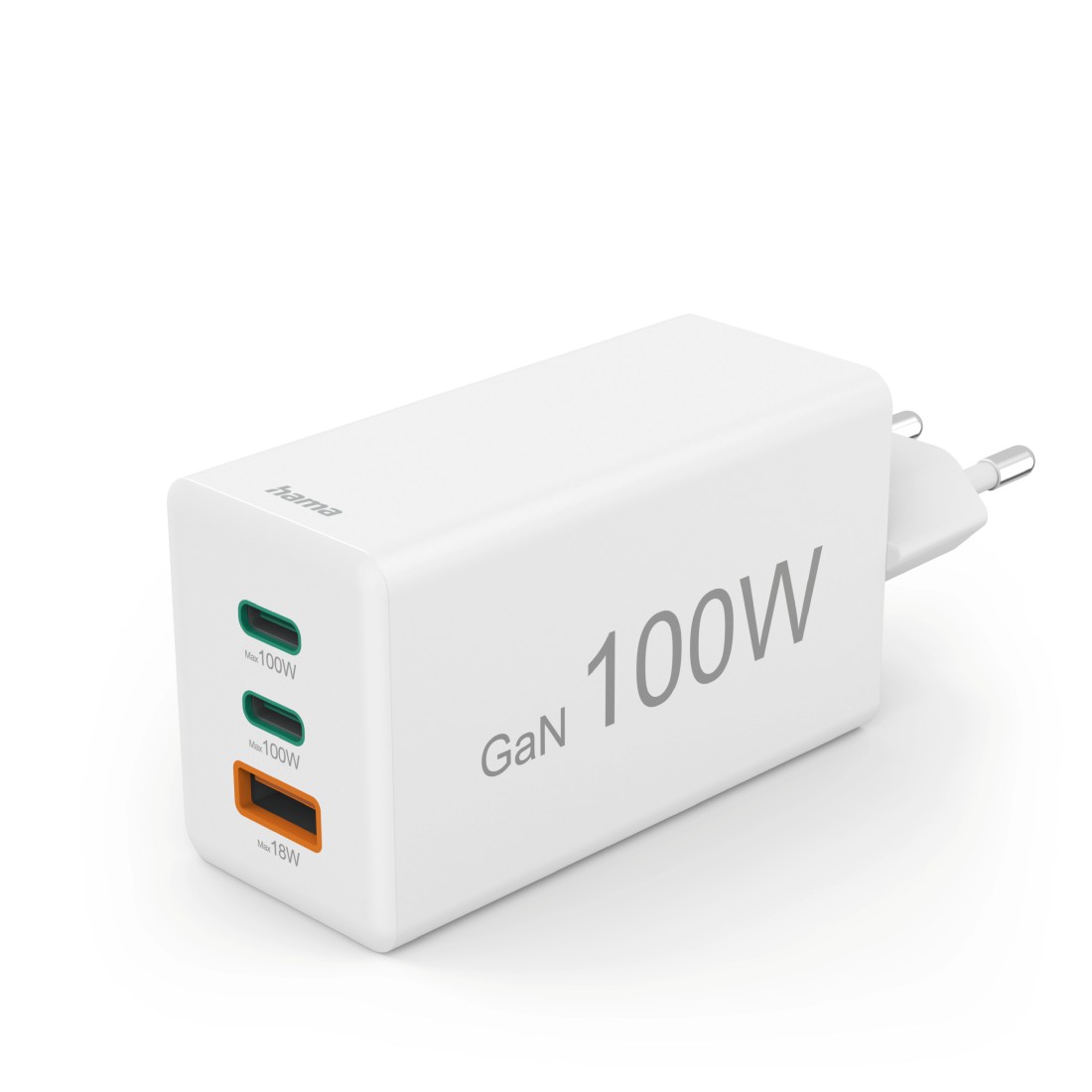 Schnellladegerät Hama 201997 100 W Gan 2X USB-C Pd 1X USB-A Qc weiß