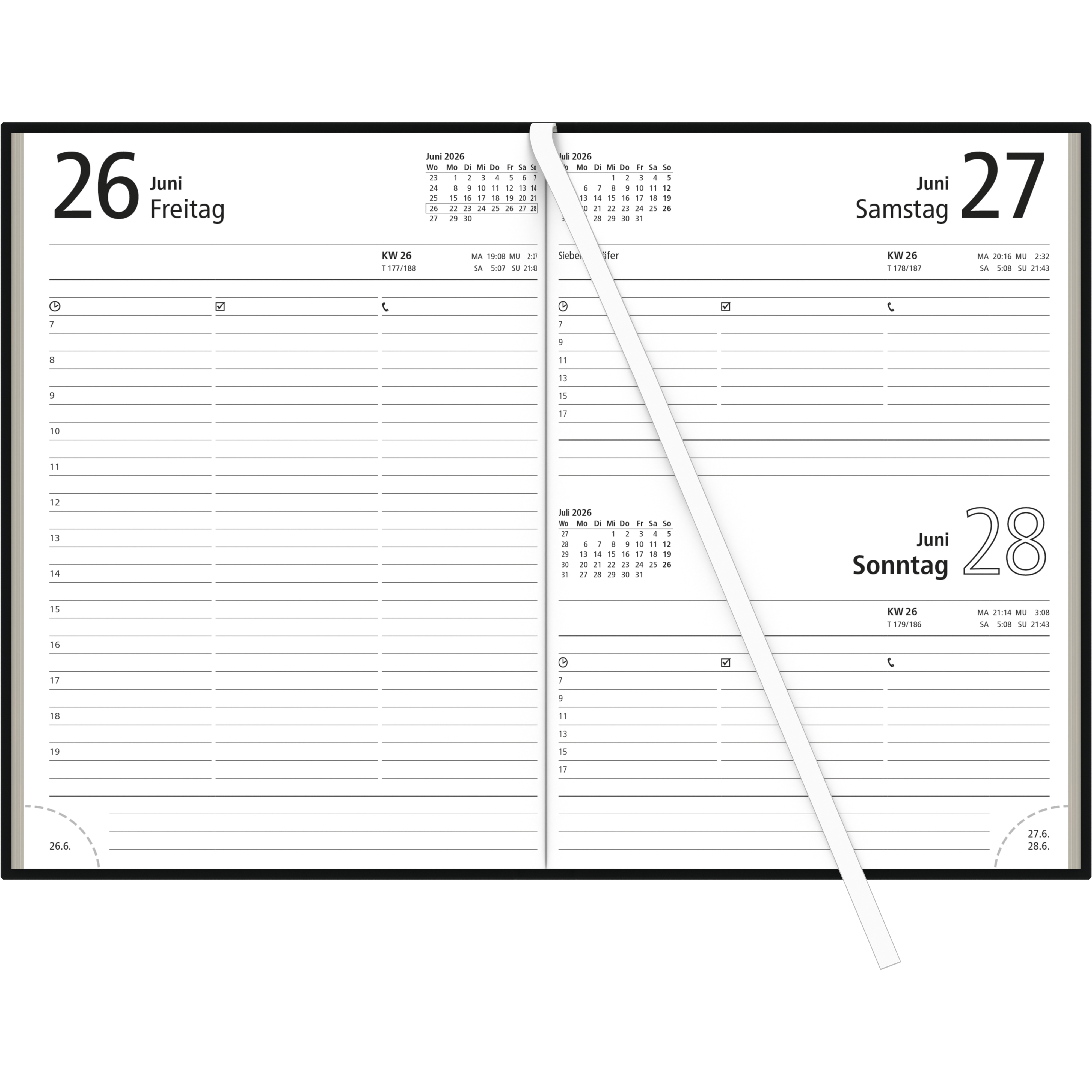 Buchkalender Zettler 873 1S/1T A5 Schwarz, Pefc, Tages -und Wochenzählung