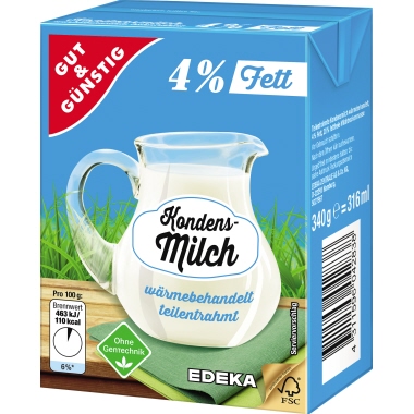 Kaffeesahne 4% 340g Packung 0,04