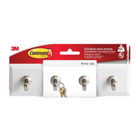 Schlüsselleiste 3M HOM18-Q metall weiß 203 x 52 x 38 mm,  Command