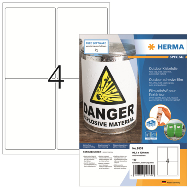 Etikett Herma 9539 99,1x139mm weiß PE-Folie Outdoor wetterfest