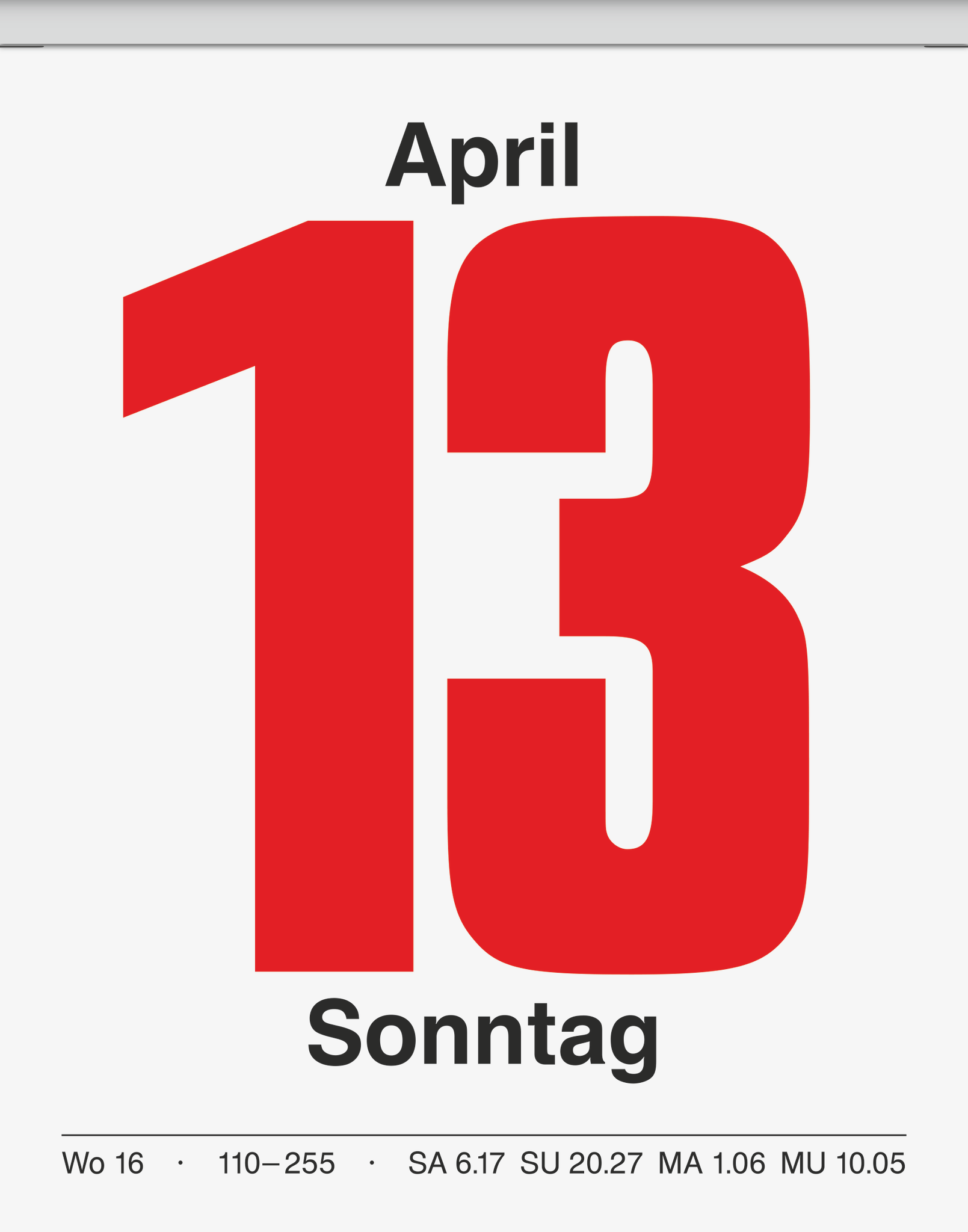 Tagesabreißkalender 98x142mm Nr.13 110x140mm