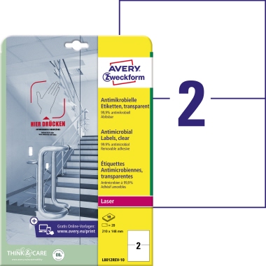 Etikett Avery Zweckform L8012REV-10 210x148mm transparent Folie 20 St.