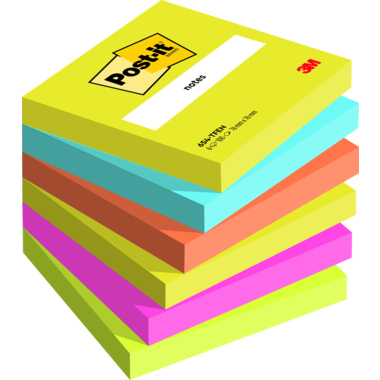 Haftnotiz Post-It 654TFEN 76x76mm Energetic Collect. 6 Blöcke 100 Bl.