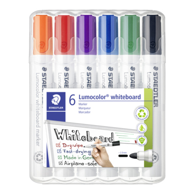 Boardmarker Staedtler 351 WP6 2mm Lumocolor Rundspitze, 6 Stifte Pro Box