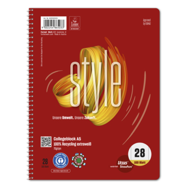 Collegeblock Ursus Green, A5 70g kar. 160 Bl, 608592020