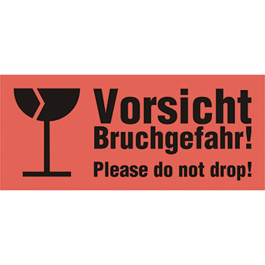 Versandzettel 97x42,3 Vors.Bruchgefahr Rot