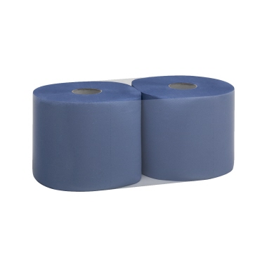 Putztuchrolle Zellstoff 2-lagig blau 22x38cm, 2 Rollen á 180m/500 Abrisse