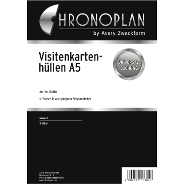 Visitenkartenhülle Chronoplan 50384 A5 3 Stück