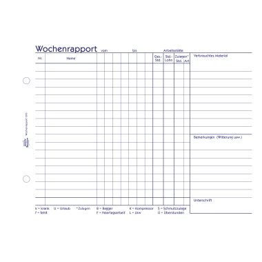 Wochenrapport Avery Zweckform 1310 A5 quer 