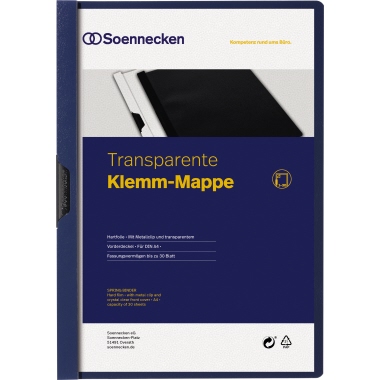 Klemmmappe Soe A4 1-30 Blatt blau 