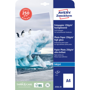 Inkjet Fotopapier Avery Zweckform 2556-20 A4 250g Glossy 20 Blatt
