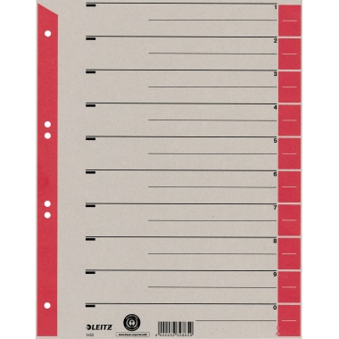 Trennblatt Leitz 1652 A4 rot Karton Tab