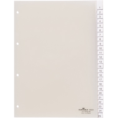 Register DURABLE 6824 A4 blanko 25-teilig Kunststoff transparent