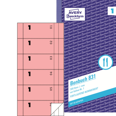 Bonbuch Avery Zweckform 831 105x198mm rosa 