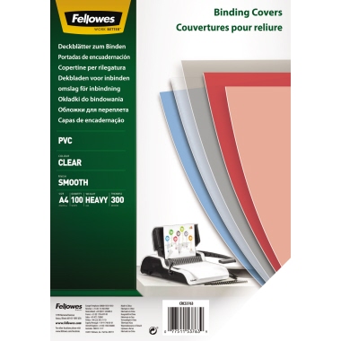 Deckblatt Fellowes® 53763 A4 300Mic PVC Transparent, 100 Stück