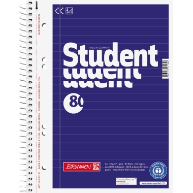 Collegeblock Brunnen 106787101 A5 rec. Liniert, Mit Randlinie Innen