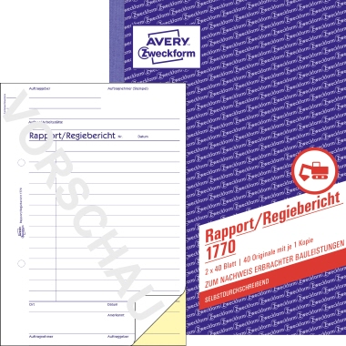 Rapport/Regiebericht Avery Zweckform 1770 A5 