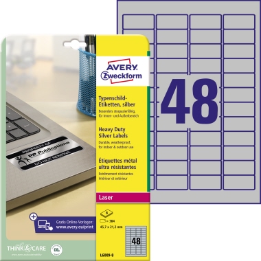 Typenschild-Etikett Avery Zweckform L6009-8 45,7x21,2mm 384 St.