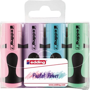 Textmarker Edding 7 min 4er Etui pastell 1-3mm pastellrosa -blau -grün -violett