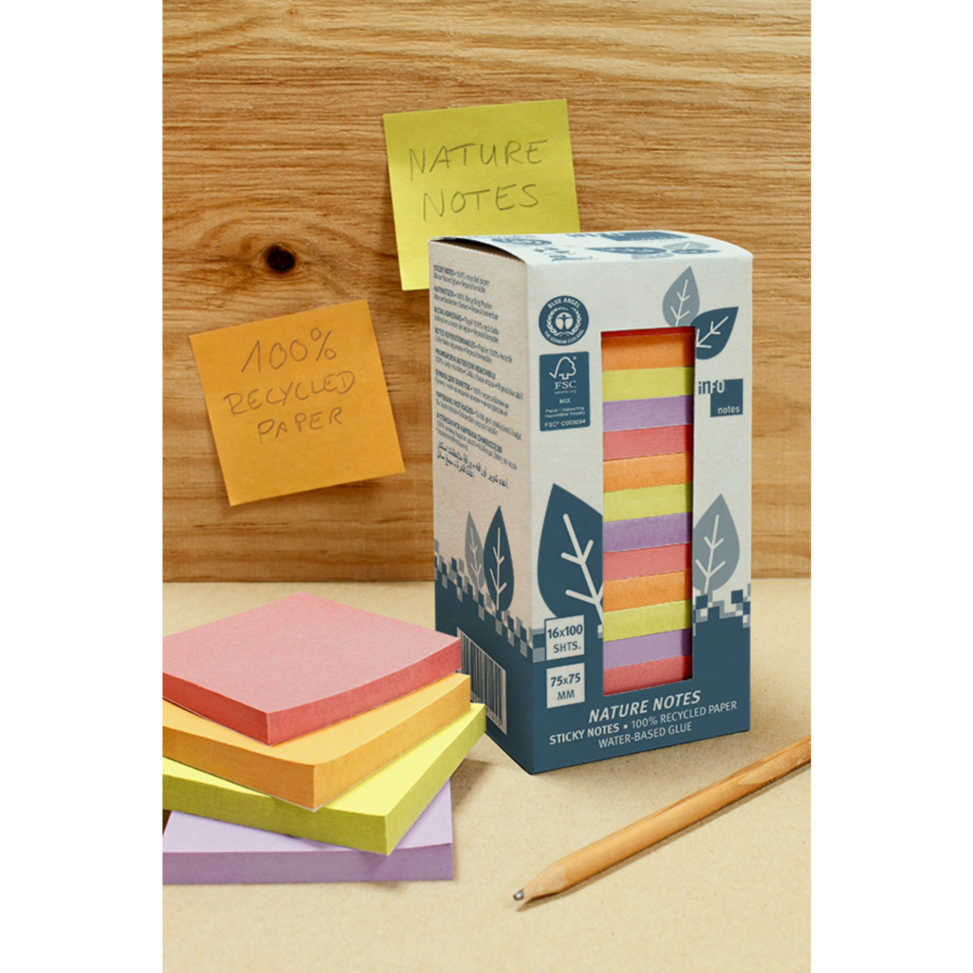 Haftnotiz 75x75mm sortiert 100 Blatt 