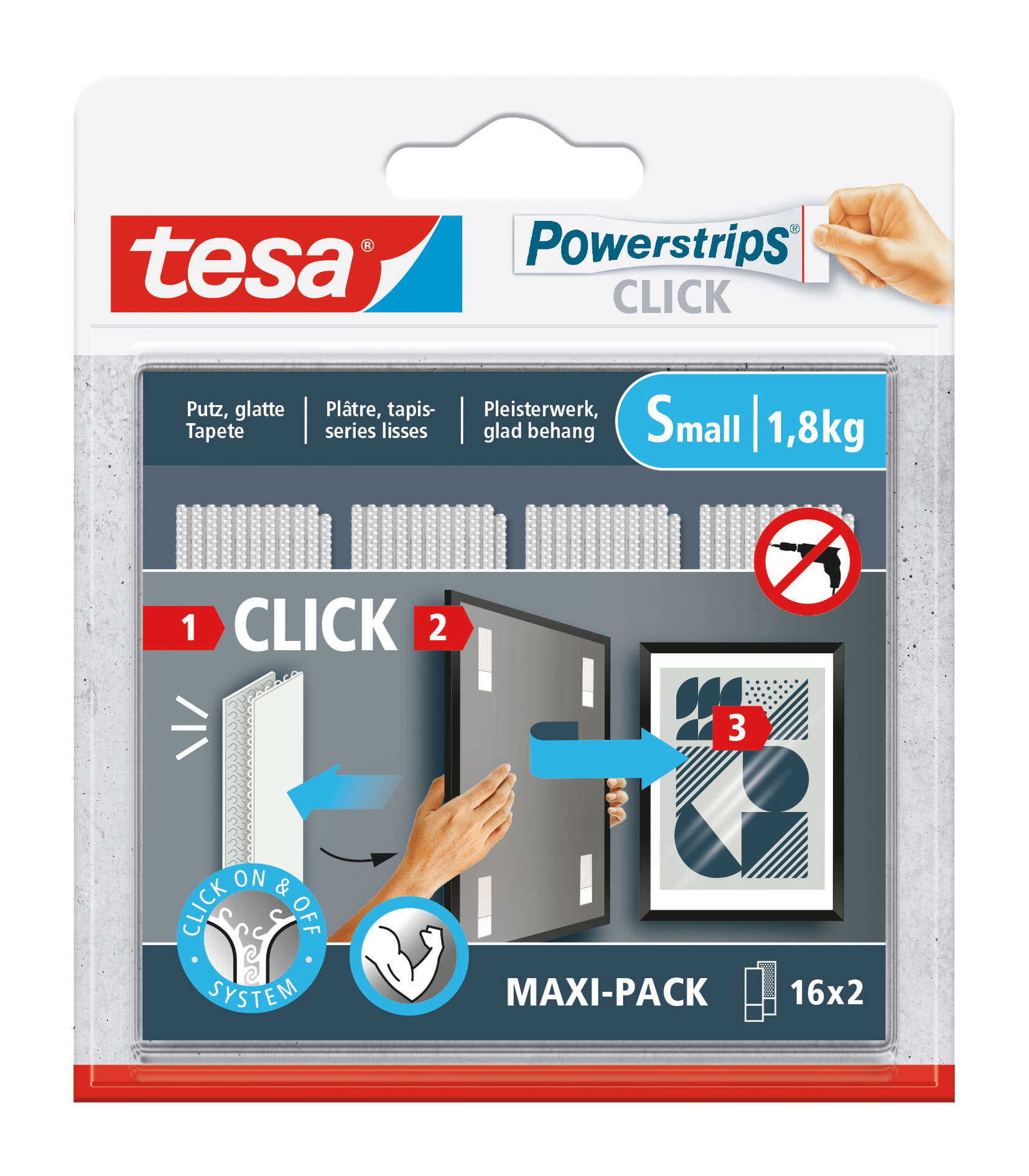 Klebestreifen Tesa 77720 16x2cm CLICK SMALL Powerstrips